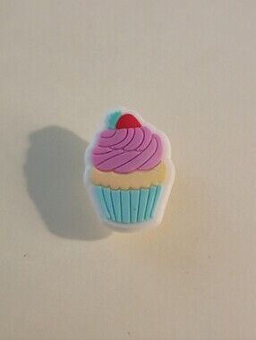 10 for $10 Jibbitz Croc Charm - Purple Frosted Cupcake In Teal Blue Wrapper